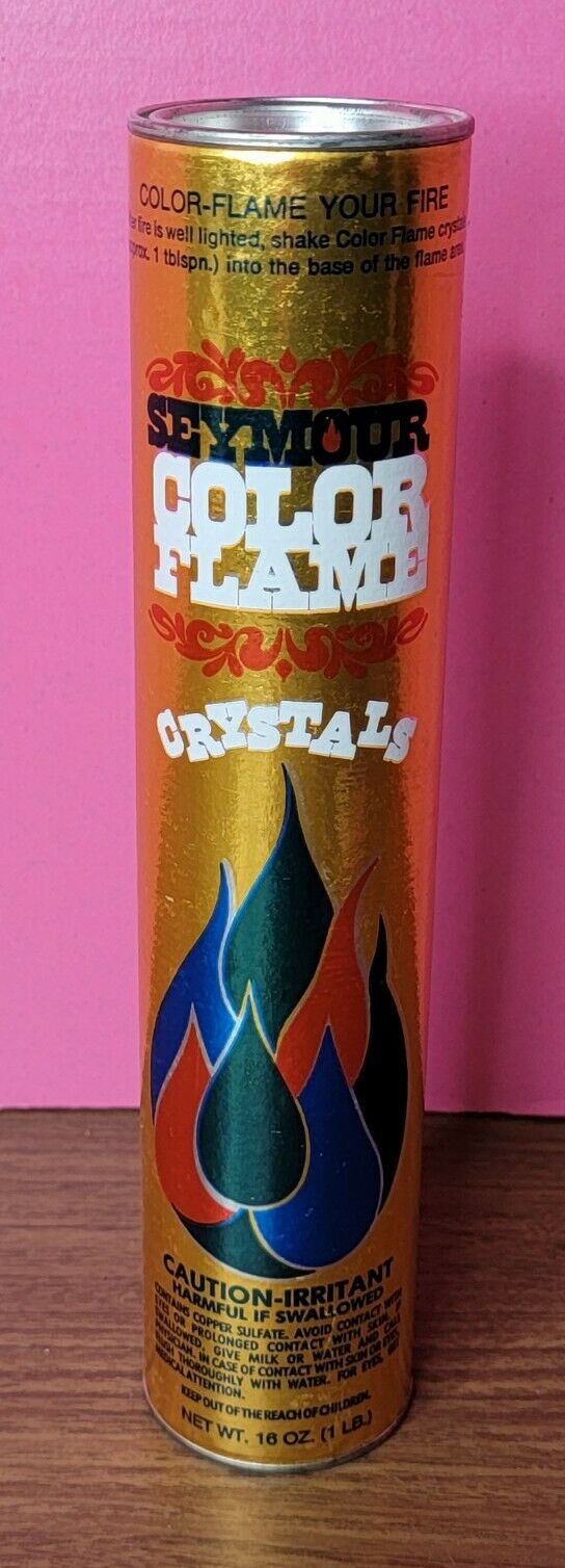 VTG Seymour Color Flame Crystals Fireplace 1 lb Canister Campfire Vivid Colors - Fresh Stock Dated December 2025