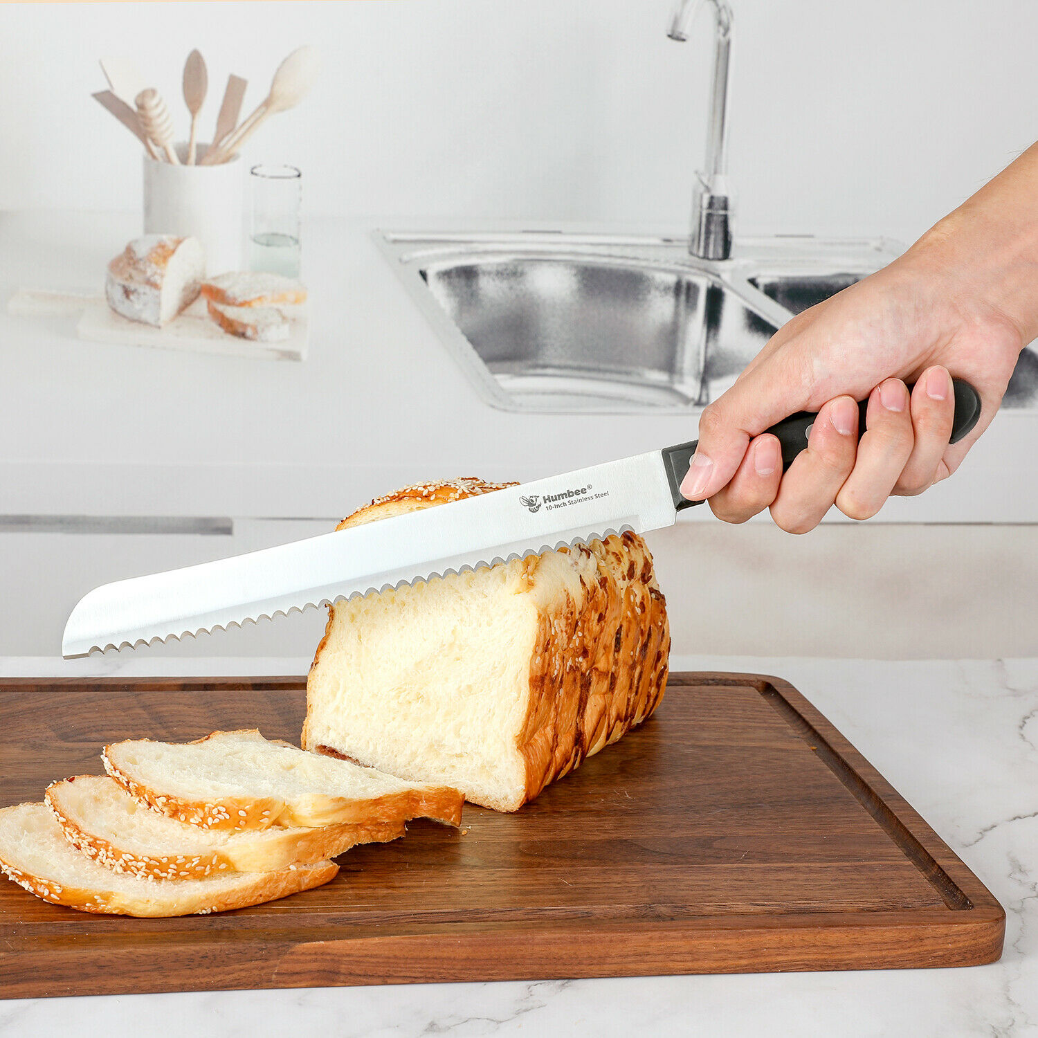 Humbee Chef, Stainless Steel Serrated Bread Knives 8/10/12 inch - Fresh Stock Dated January 2026