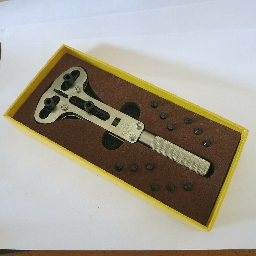 Extra Large Watch Caseback Opener Wrench Max. 80mm with 4 Pairs of Clamp Bits - Fresh Stock Dated December 2025
