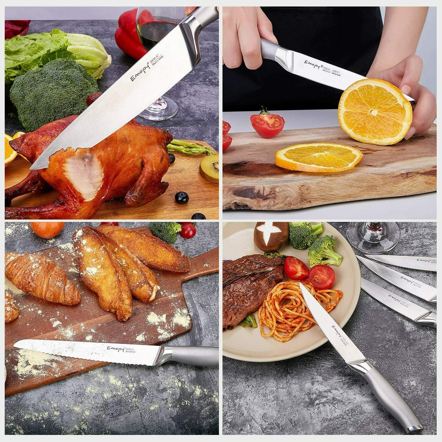 Knife Set Sharp Stainless Steel Professional Chef Cutlery Steak Kitchen Knives - Fresh Stock Dated January 2026