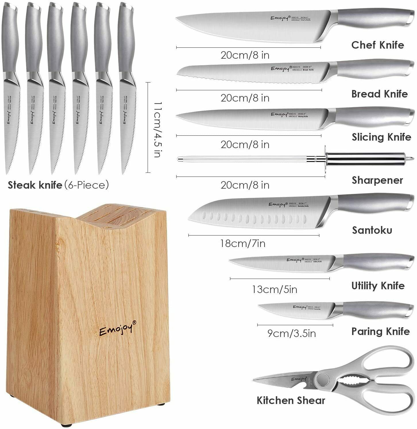 Knife Set Sharp Stainless Steel Professional Chef Cutlery Steak Kitchen Knives - Fresh Stock Dated January 2026