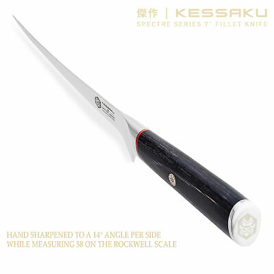 Kessaku 7-Inch Fillet Knife - Spectre Series - AUS-8 High Carbon Stainless Steel - Fresh Stock Dated January 2026
