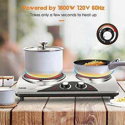 Electric Hot Plate, 1800W Portable Electric Stove,Infrared Double Burner,Heat - Fresh Stock Dated January 2026