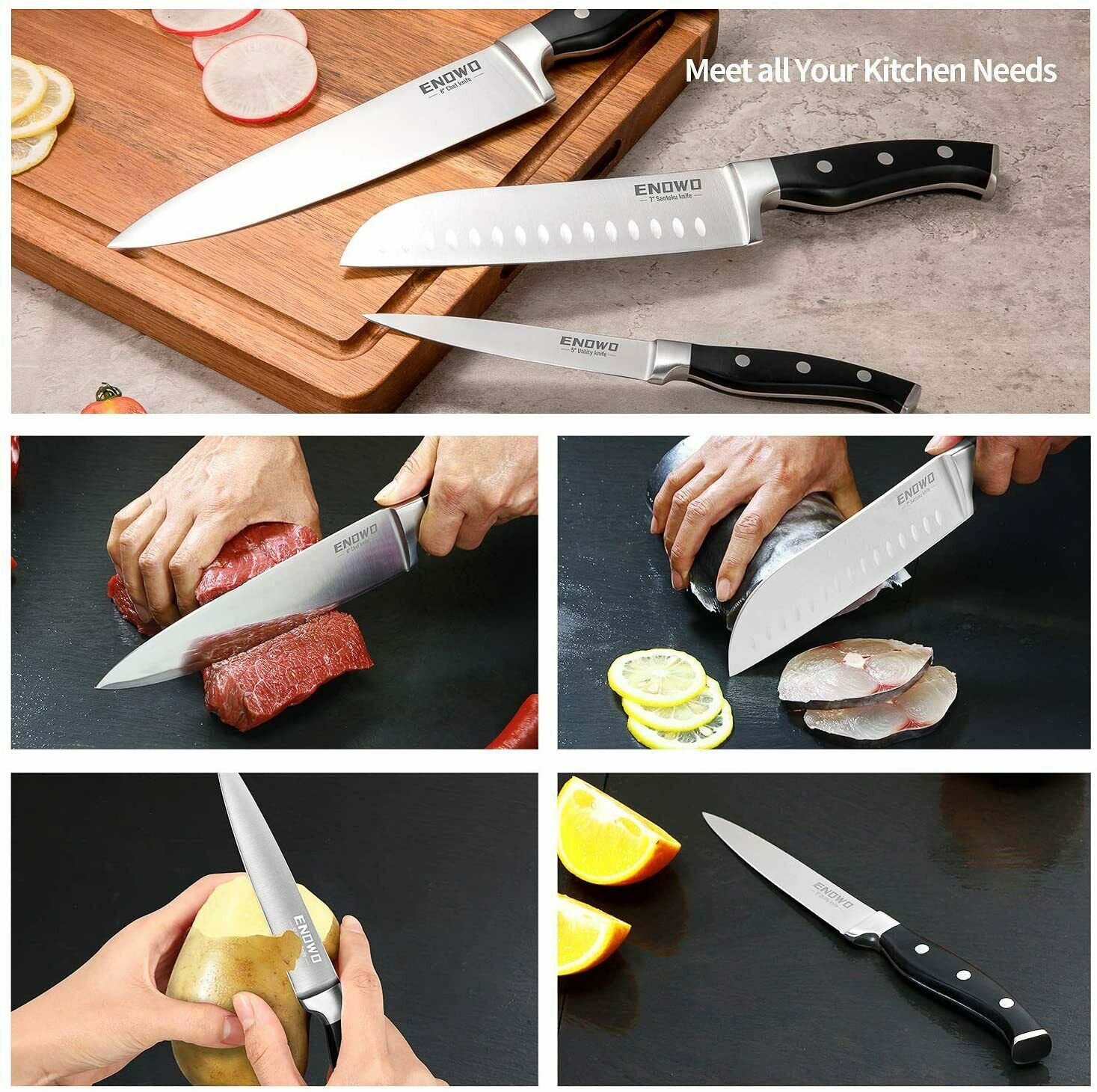 Chef Knife Ultra Sharp Kitchen Knife Set 3 PCS,Premium German Stainless Steel - Fresh Stock Dated January 2026