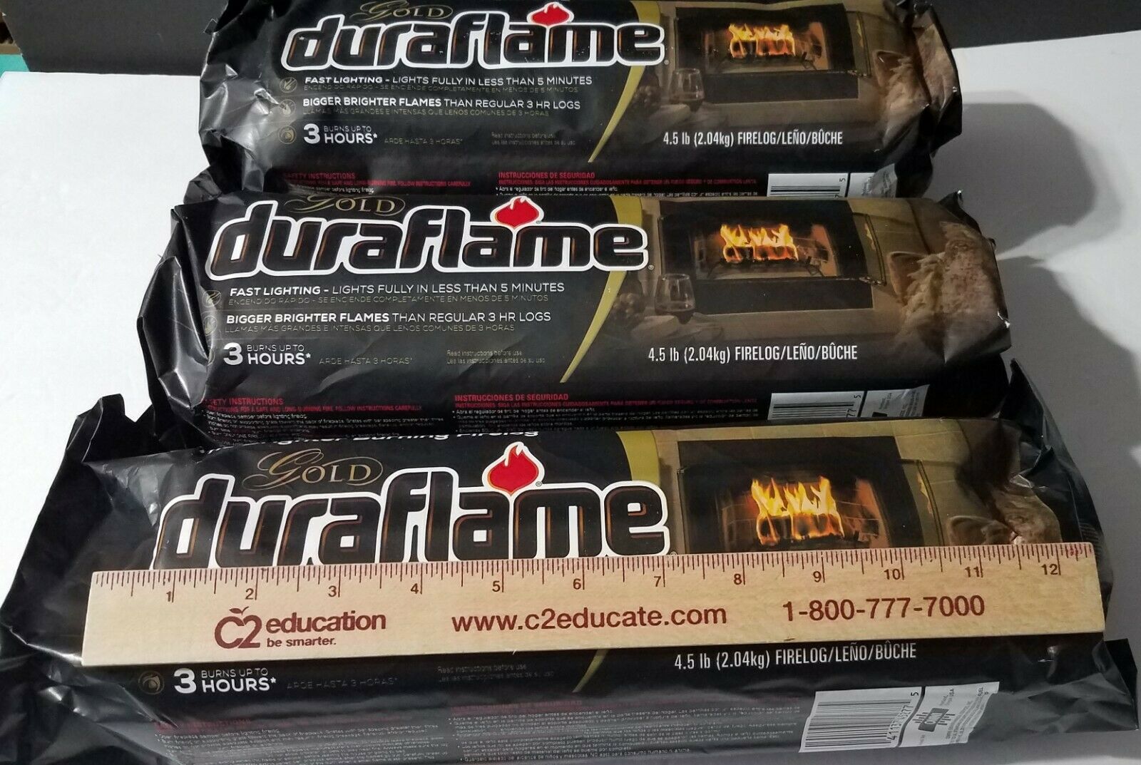 3PK Fire Starter Duraflame Gold Brighter Burning 3-hr Firelog Campfire Fireplace - Fresh Stock Dated December 2025