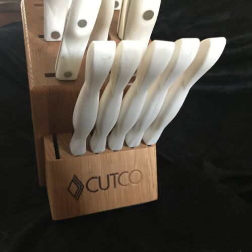 Cutco Knife Set - Pearl White handles 13 Pieces Including Block & 5 Stake Knives - Fresh Stock Dated January 2026