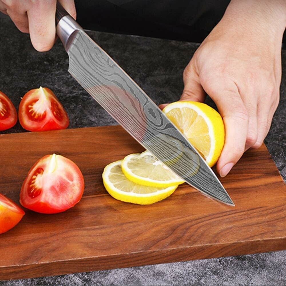 8PC Kitchen Knife Set Stainless Steel Sharp Chef's Knife Damascus Style for Gift - Fresh Stock Dated February 2026