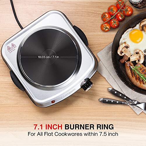 1500W Hot Plates for Cooking, Electric Single Burner with Handles,6 Power Levels - Fresh Stock Dated January 2026