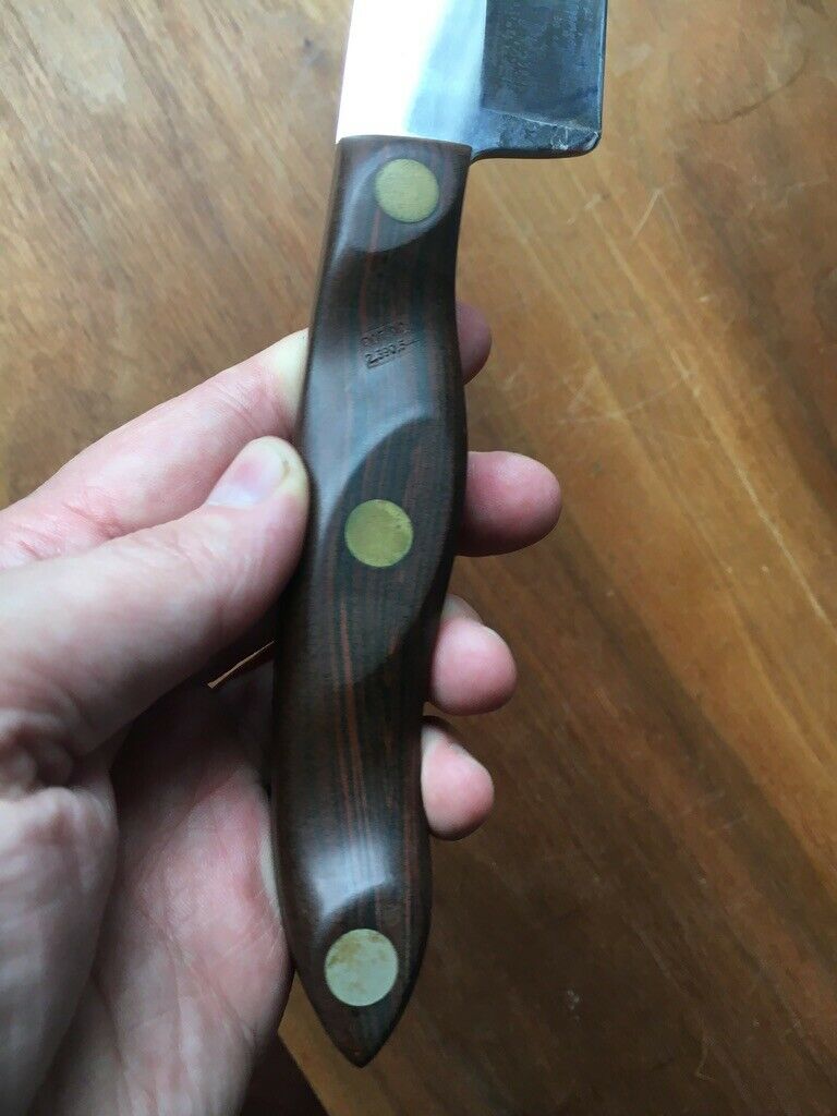 CUTCO NO. 25 Butcher carving Knife BROWN WOOD HANDLE MADE IN USA EX++ - Fresh Stock Dated January 2026