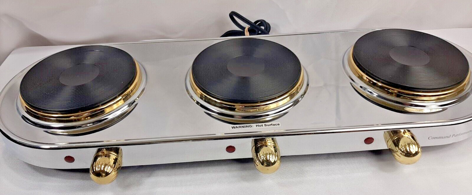 Cuisine Cookware Command Performance Gold MK-337 Triple Burner with 3 Qt Pot - Fresh Stock Dated February 2026