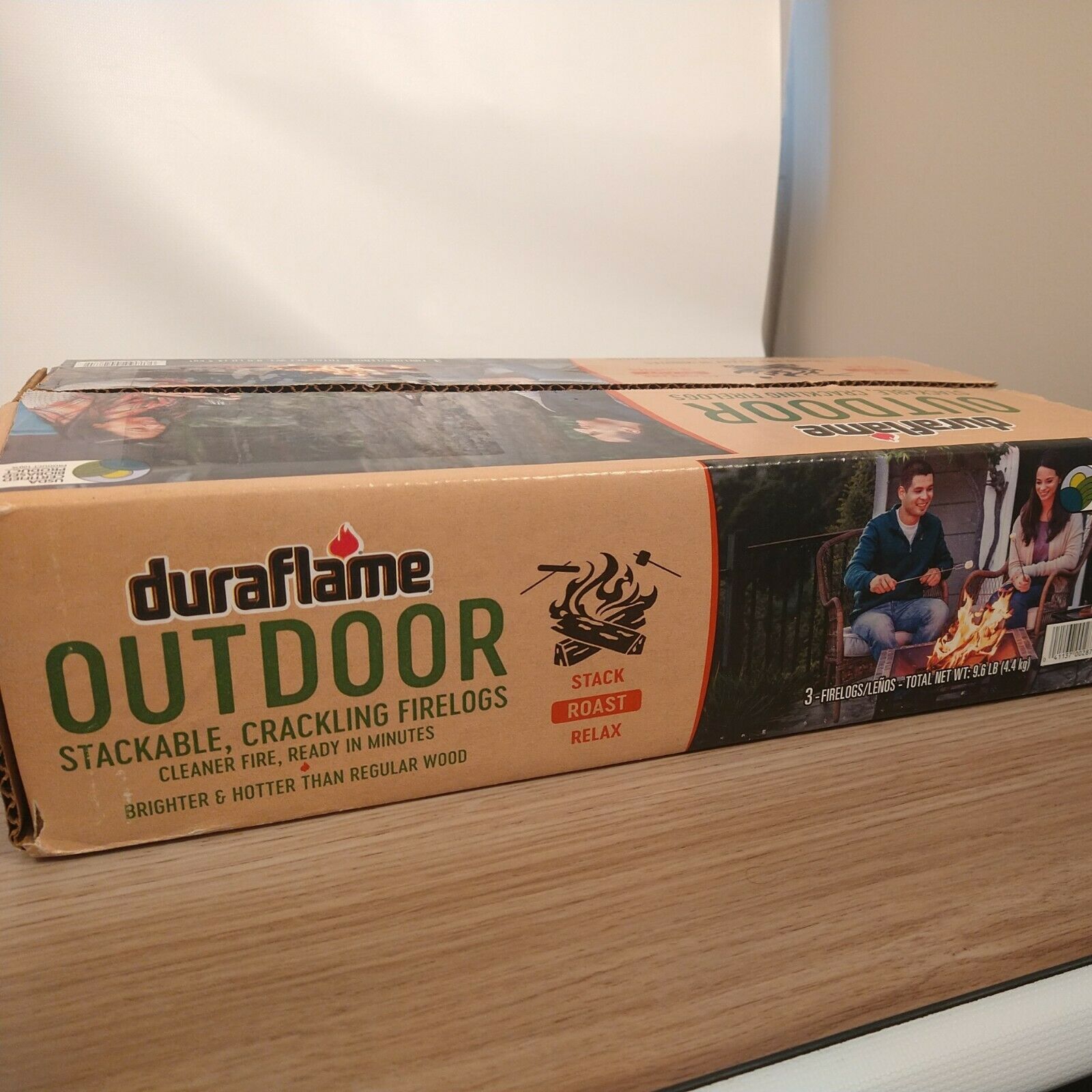 Outdoor Stackable Crackling Firelogs DuraFlame New Unopened 3 Pack of Logs - Fresh Stock Dated December 2025