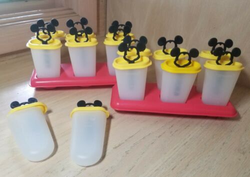2 Sets Tupperware Mickey Mouse Popsicle or Ice/Fudge Pops Molds/Maker Black&Red - Fresh Stock Dated February 2026