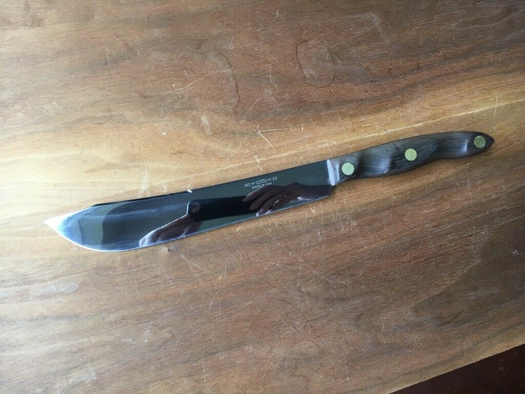 CUTCO NO. 22 Butcher Knife BROWN WOOD HANDLE MADE IN USA EX++ - Fresh Stock Dated January 2026