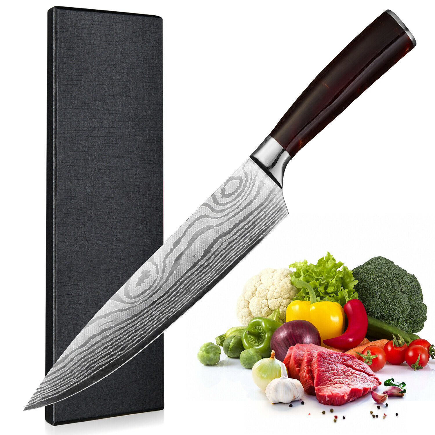 1-8Pcs Kitchen Knife Set Carbon Steel Cleaver Fish Vegetable Chef Utility Knives - Fresh Stock Dated February 2026
