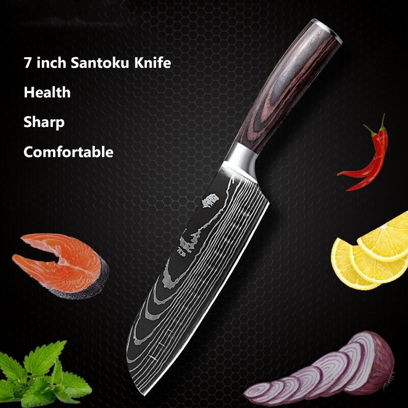 8PC Kitchen Knife Set Stainless Steel Sharp Chef's Knife Damascus Style for Gift - Fresh Stock Dated February 2026