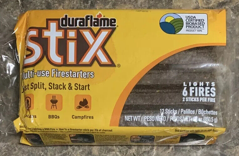 Duraflame Stix Fire Starters, 12-Stick Pack for Lighting Wood or Charcoal Fires - Fresh Stock Dated January 2026