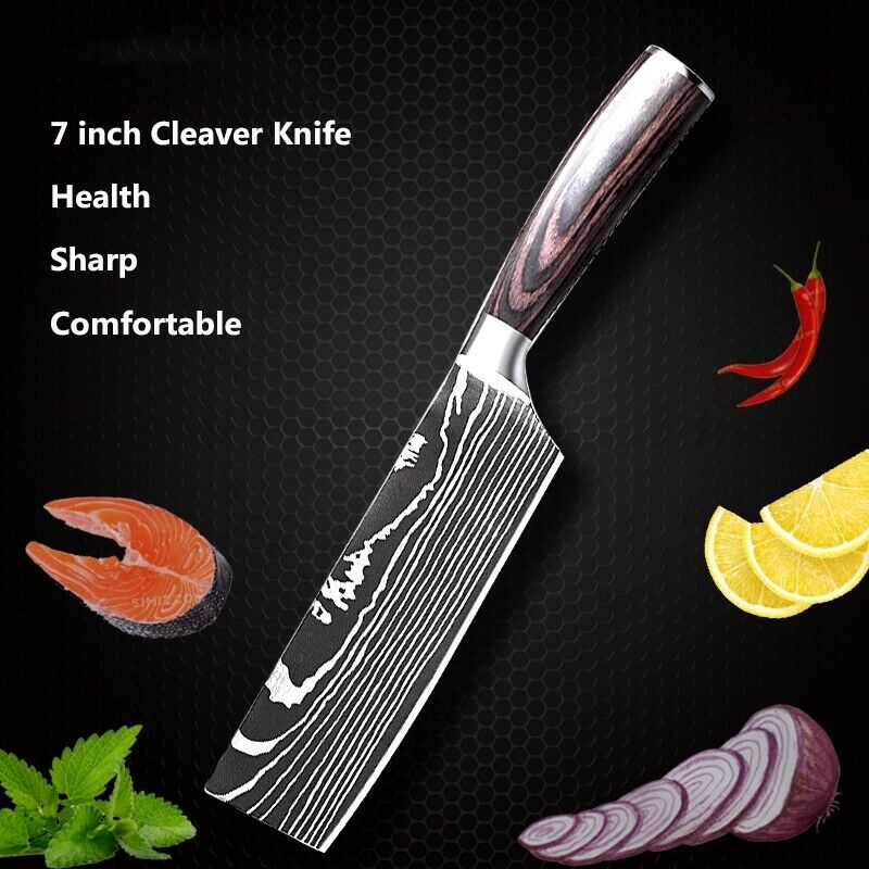 8PC Kitchen Knife Set Stainless Steel Sharp Chef's Knife Damascus Style for Gift - Fresh Stock Dated February 2026