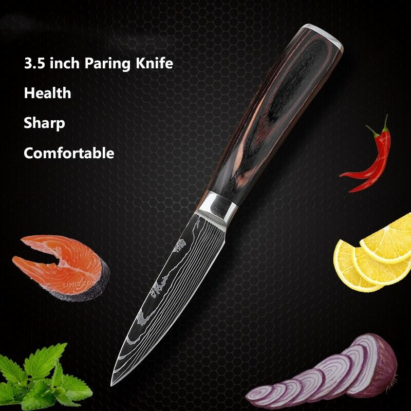 8PC Kitchen Knife Set Stainless Steel Sharp Chef's Knife Damascus Style for Gift - Fresh Stock Dated February 2026