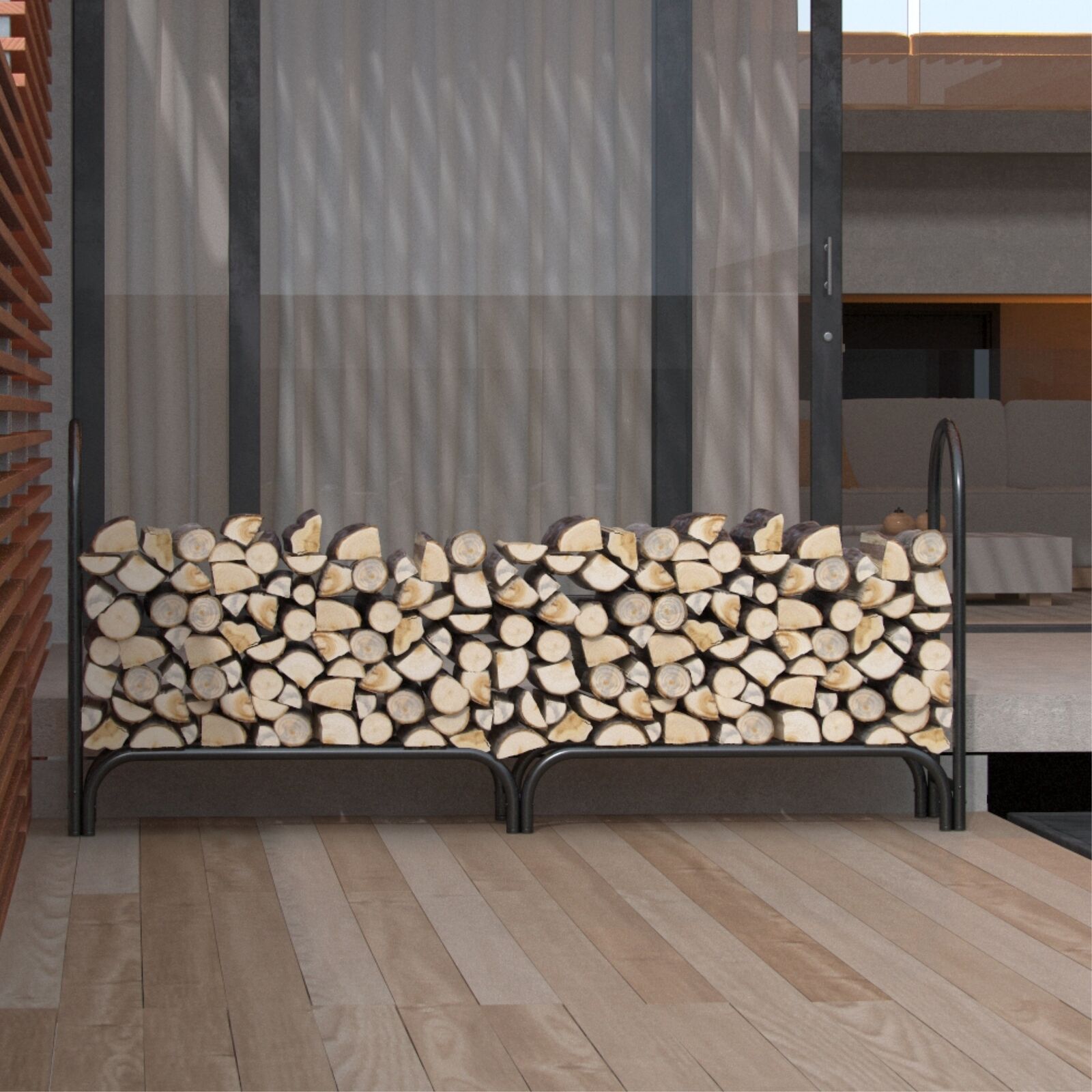 Regal Flame Elite 8 Foot Indoor Outdoor Black Shelter Firewood Log Rack - Fresh Stock Dated January 2026