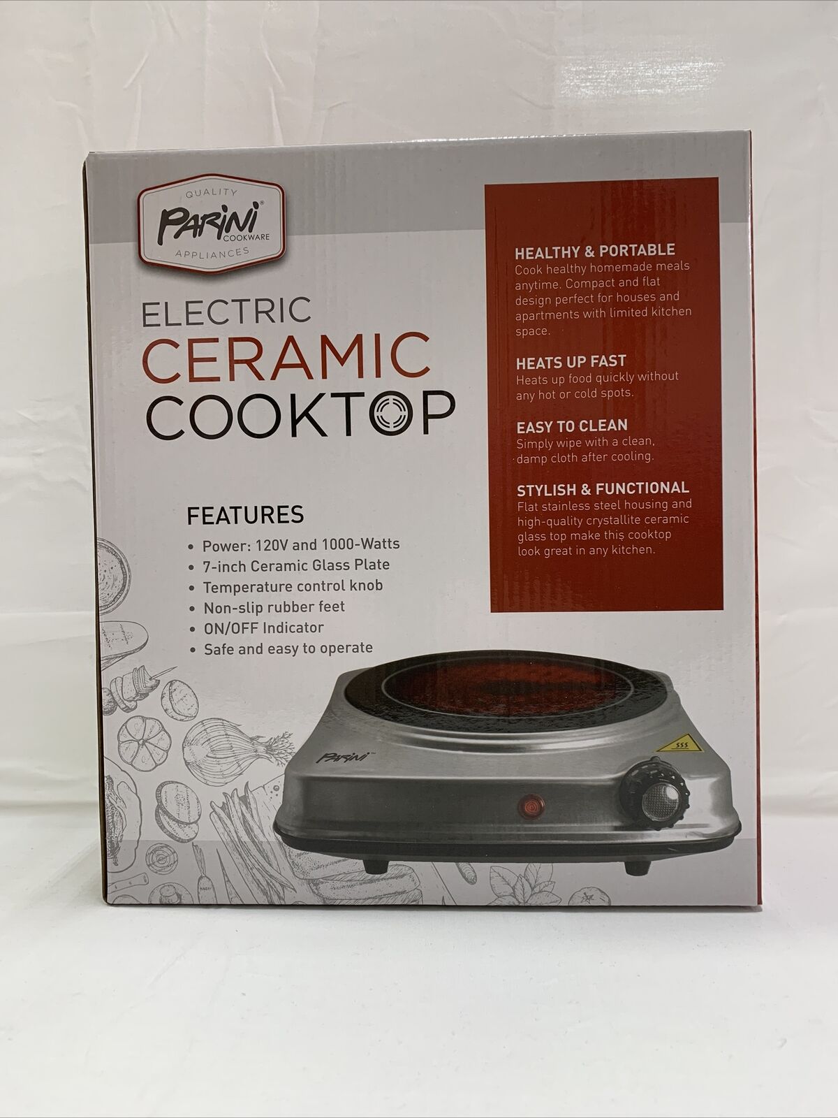 Brand New Parini Cookware Portable Ceramic Electric Cooktop - Fresh Stock Dated February 2026