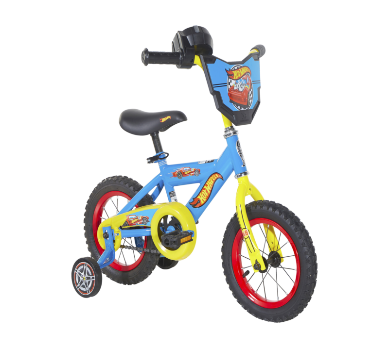 12 Inch Boys Hot Wheels Kids Bike with Rev Grip Blue - Fresh Stock Dated December 2025