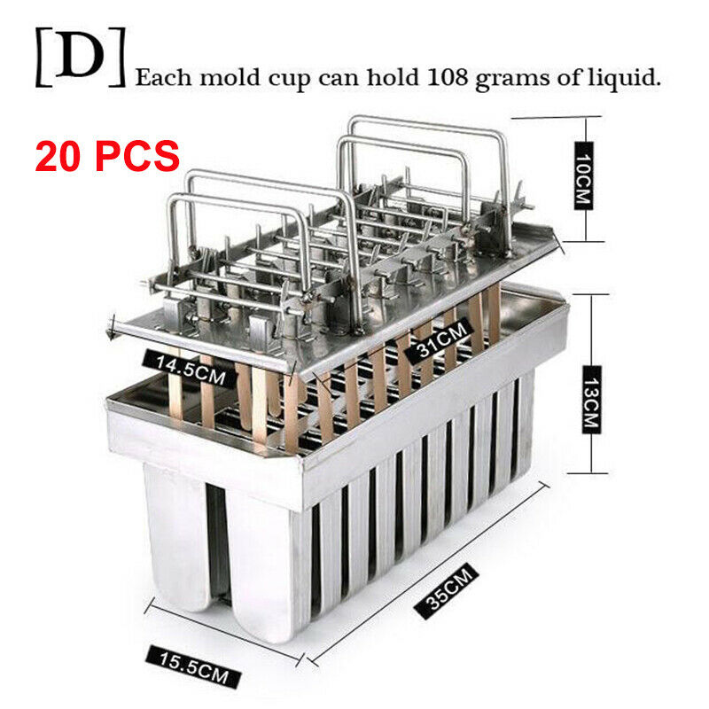 20/6pcs Stainless Steel Molds Mold Ice Pop Lolly Popsicle Ice Cream Stick Holder - Fresh Stock Dated February 2026