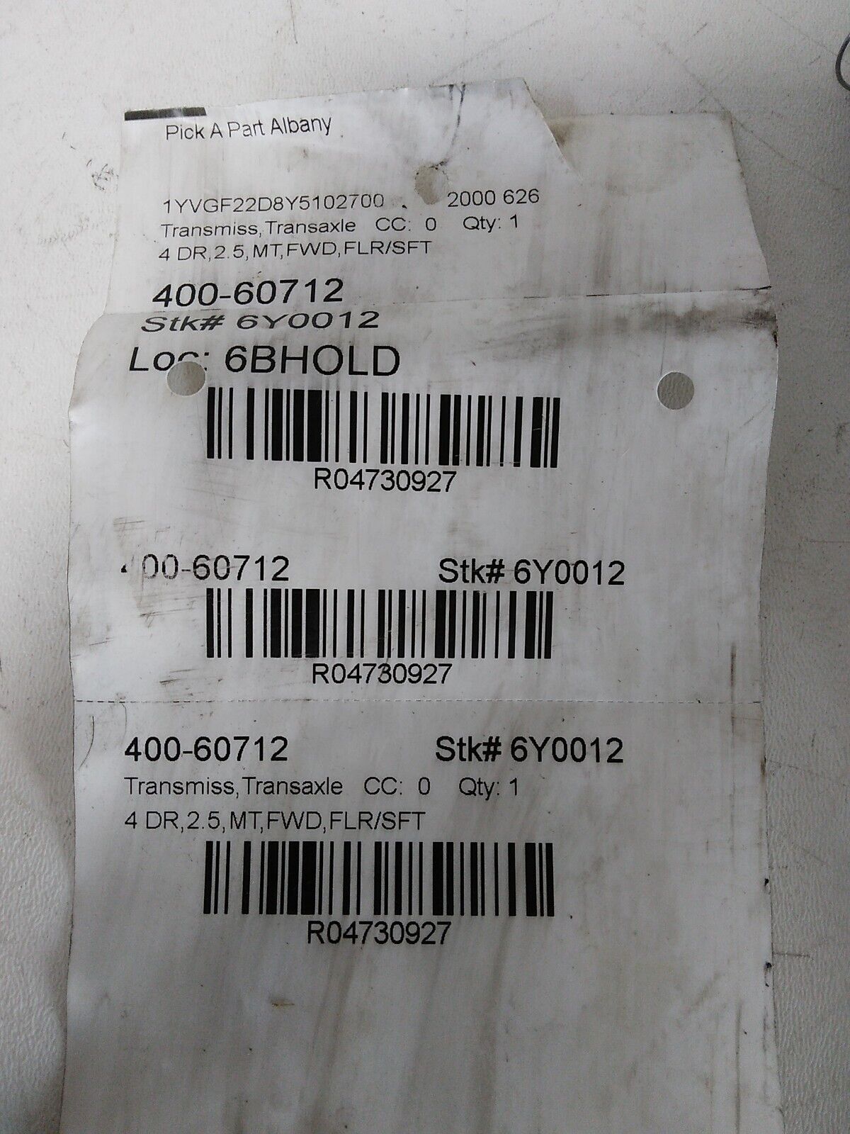 1998-2002 Mazda 626 2.5L Manual 5 Speed Transmission Gearbox - Fresh Stock Dated January 2026