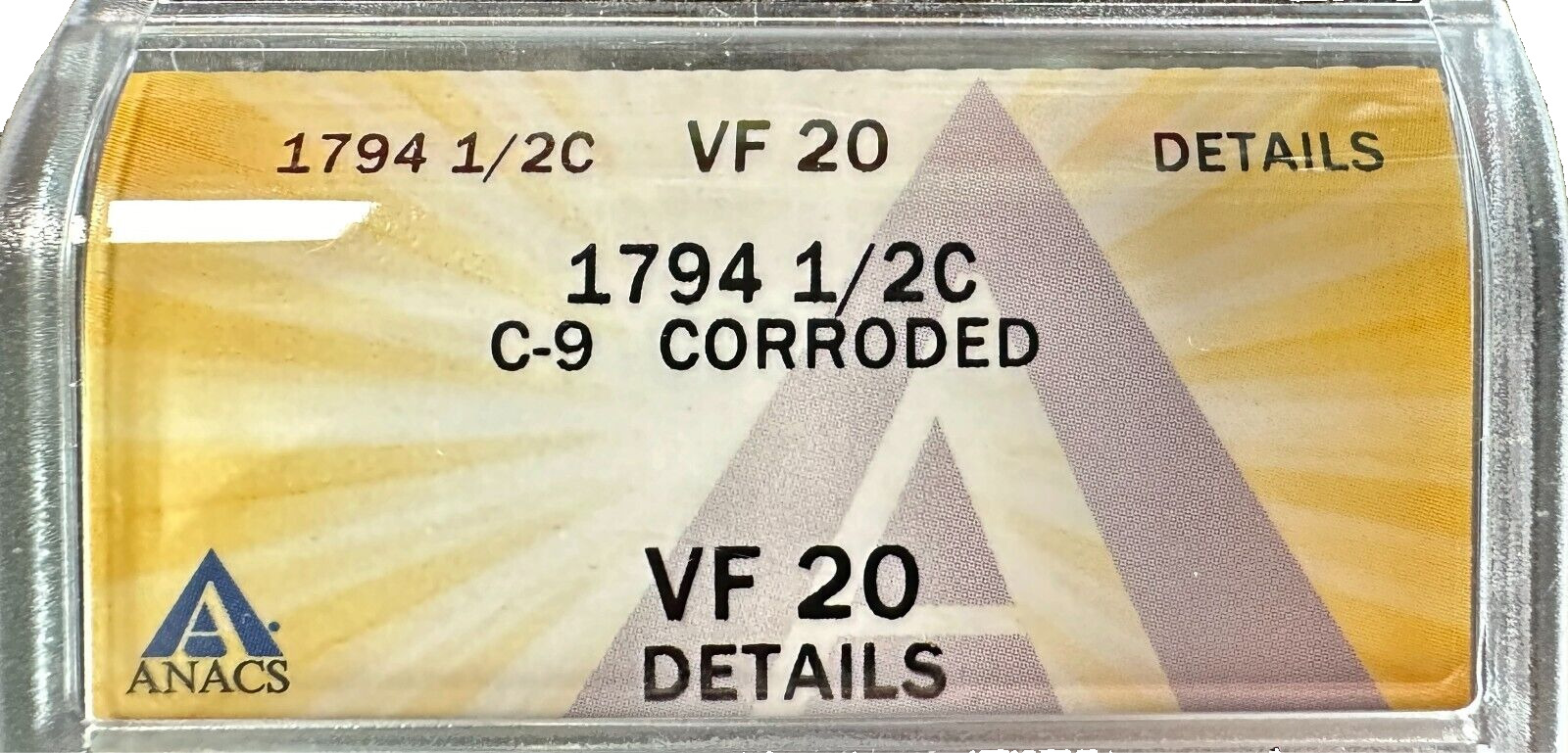 1794 1/2C Half Cent VF20 Details C-9 Variety Regular Strike ANACS 81.6K Mintage - Fresh Stock Dated December 2025