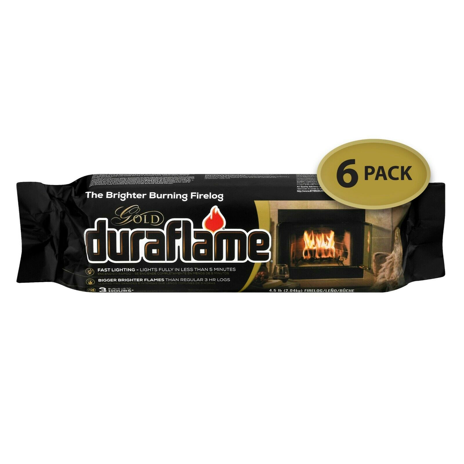 Duraflame 4577 Gold Ultra Premium 4.5lb Firelogs, 6-Pack Case, 3 Hour Burn - Fresh Stock Dated January 2026
