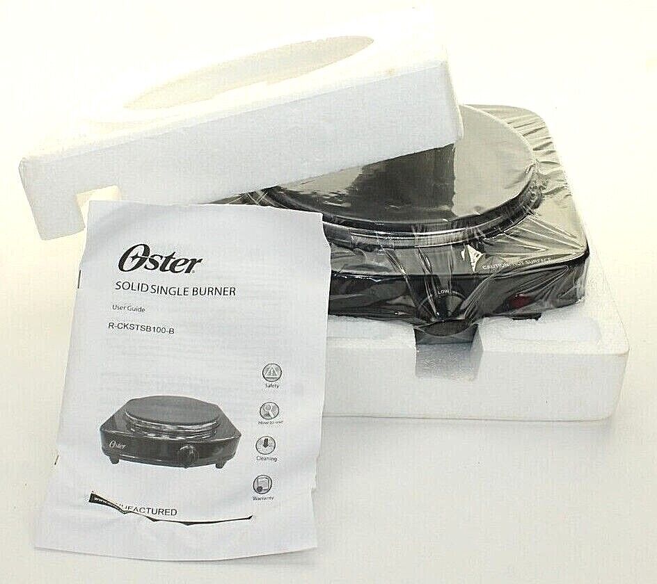 Oster Solid Single Burner Electric Hot Plate CKSTSB100-B Dorm Apartment Cooking - Fresh Stock Dated February 2026