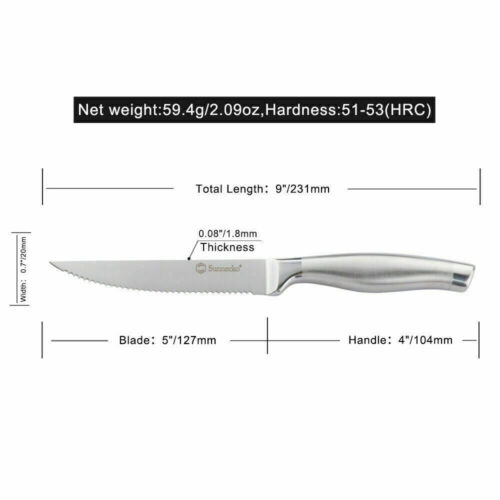 New 5 Inch Steak Knife Set Stainless Steel Serrated Edge Cutlery Beef Knife 2021 - Fresh Stock Dated January 2026