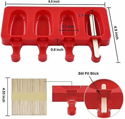 2 Pack Popsicle Molds, Silicone Popsicle Molds, Easy to Use,50 Popsicle Sticks - Fresh Stock Dated February 2026