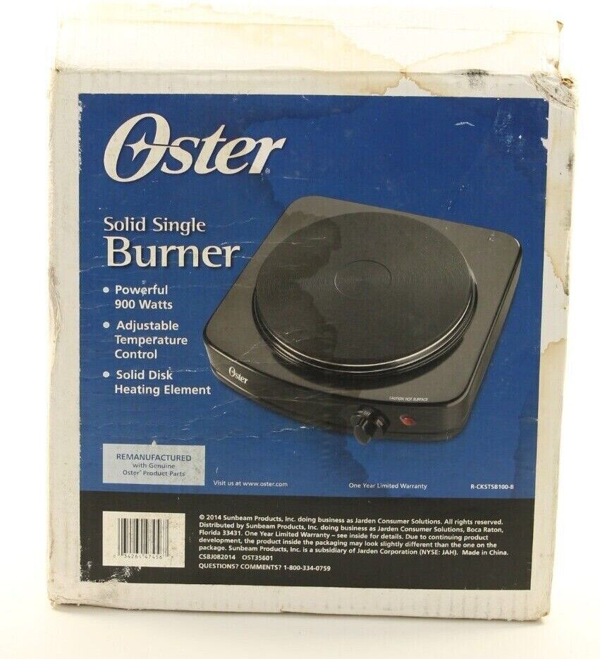 Oster Solid Single Burner Electric Hot Plate CKSTSB100-B Dorm Apartment Cooking - Fresh Stock Dated February 2026
