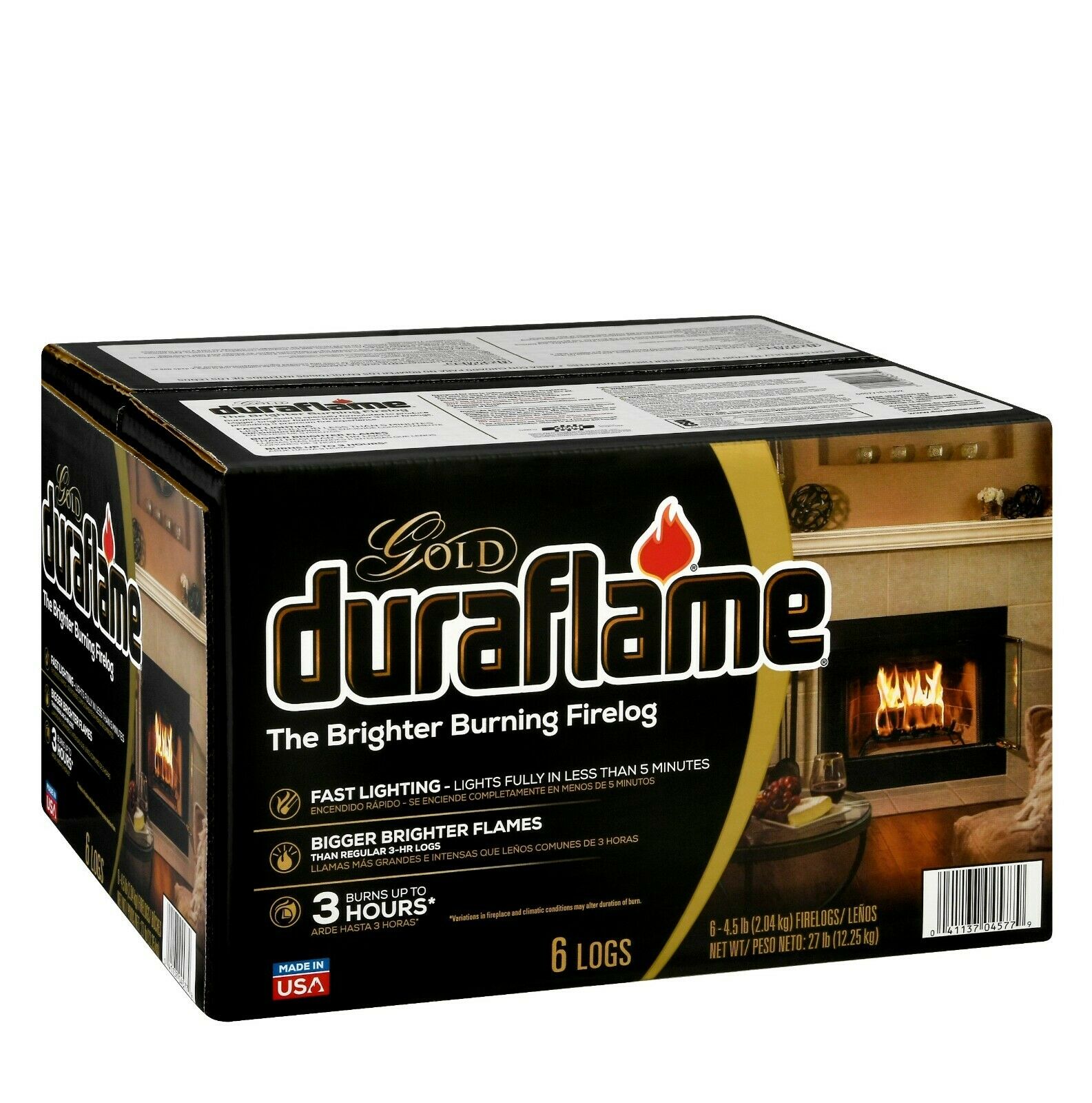 Fireplace Log 3-Hour Brighter Burning Firelog Fast Lighting Recycled Wood Made - Fresh Stock Dated December 2025