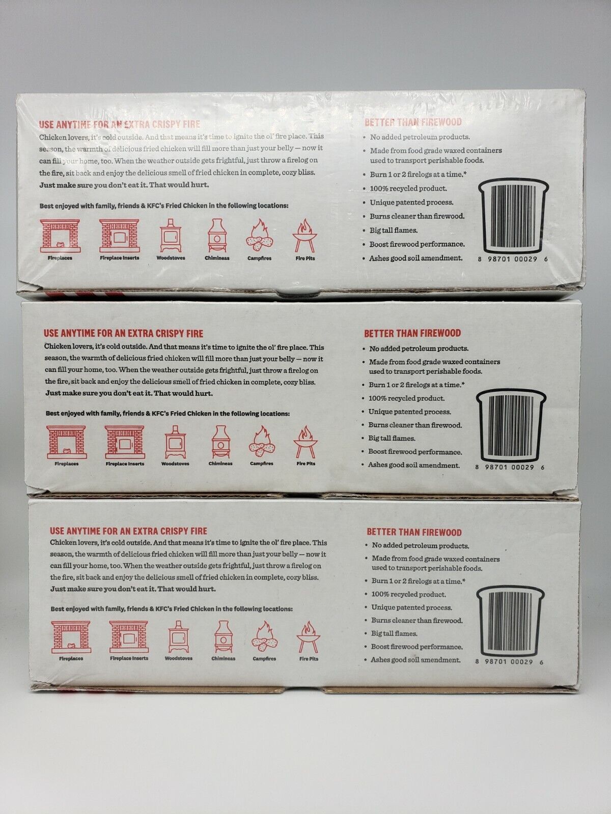 KFC Fire Log x3 - Fresh Stock Dated January 2026