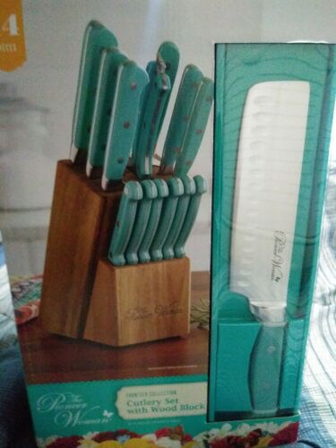 Turquoise Cutlery Set 14-Piece Pioneer Woman Frontier Collection Cutlery Set NEW - Fresh Stock Dated January 2026