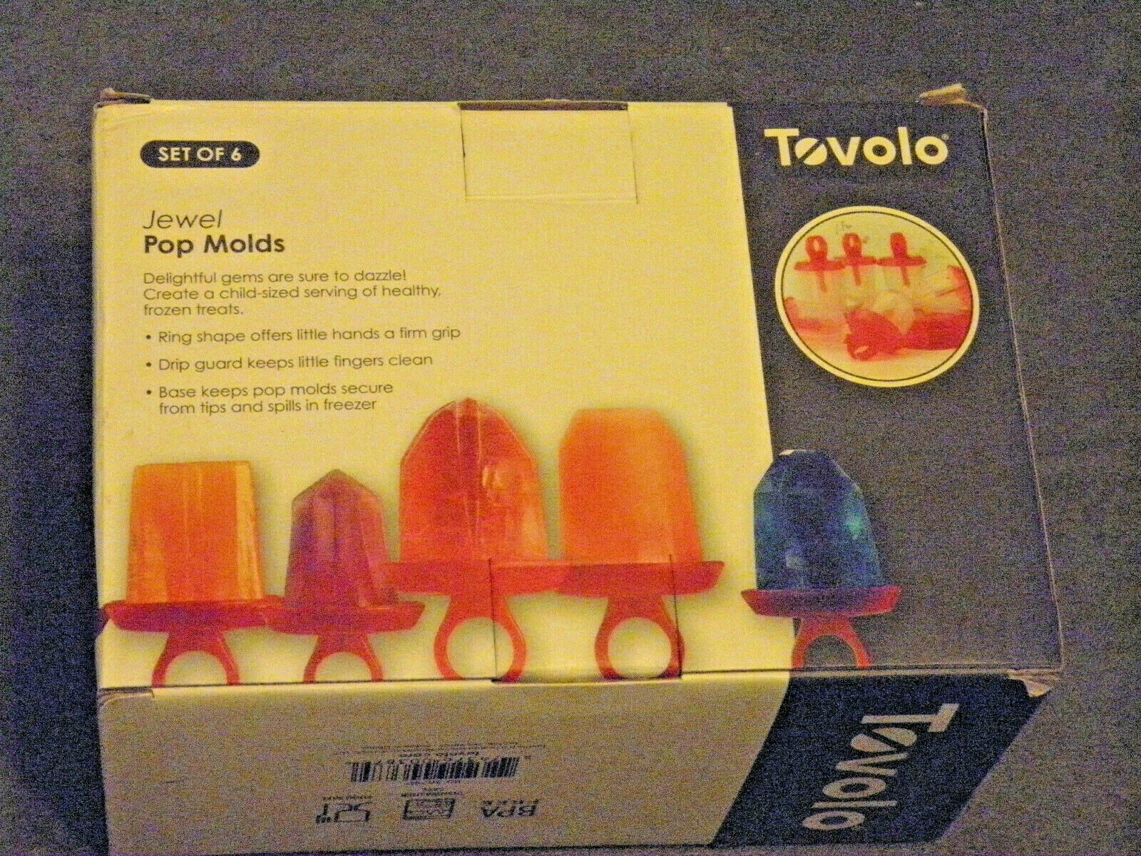 Tovolo Jewel Ring Ice Pop Molds, Drip-Guard Handle, 1.25 Oz Popsicles, Set of 6 - Fresh Stock Dated February 2026