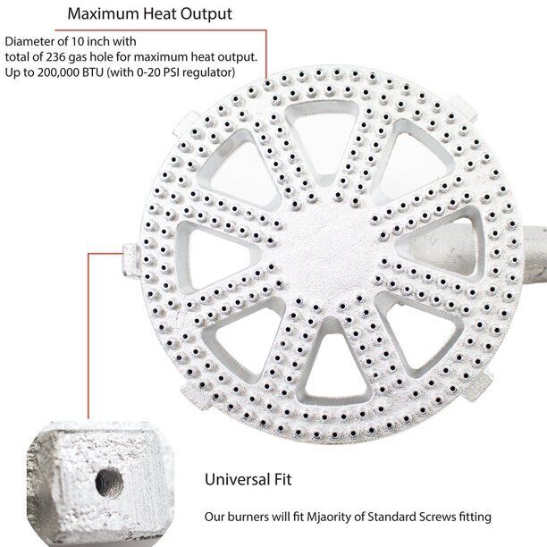 10 in Banjo Propane Burner Head with Regulator Hose High Pressure Heavy Duty - Fresh Stock Dated February 2026