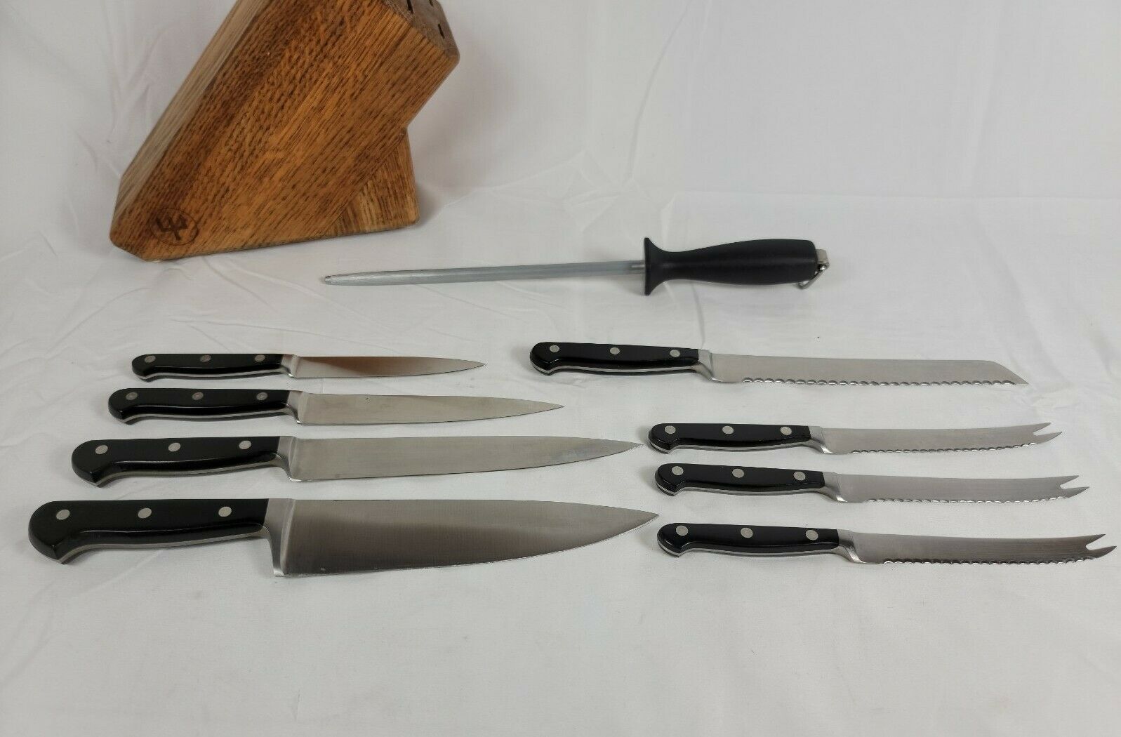 Wusthof Trident 9pc Knife Set with Original Block and Ceramic Sharpener - Fresh Stock Dated January 2026