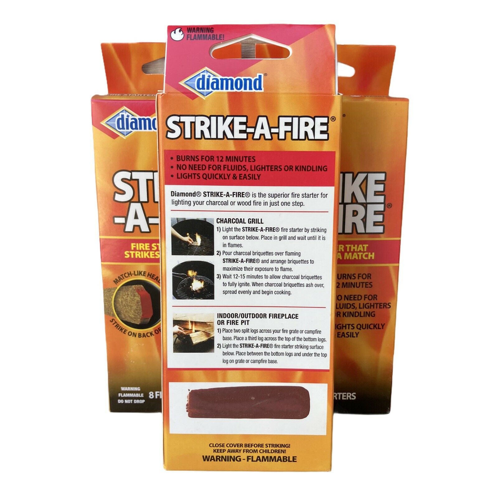 Diamond Strike-A-Fire 24 Firestarters Strikes Like A Match Burns For 12 Minutes - Fresh Stock Dated December 2025