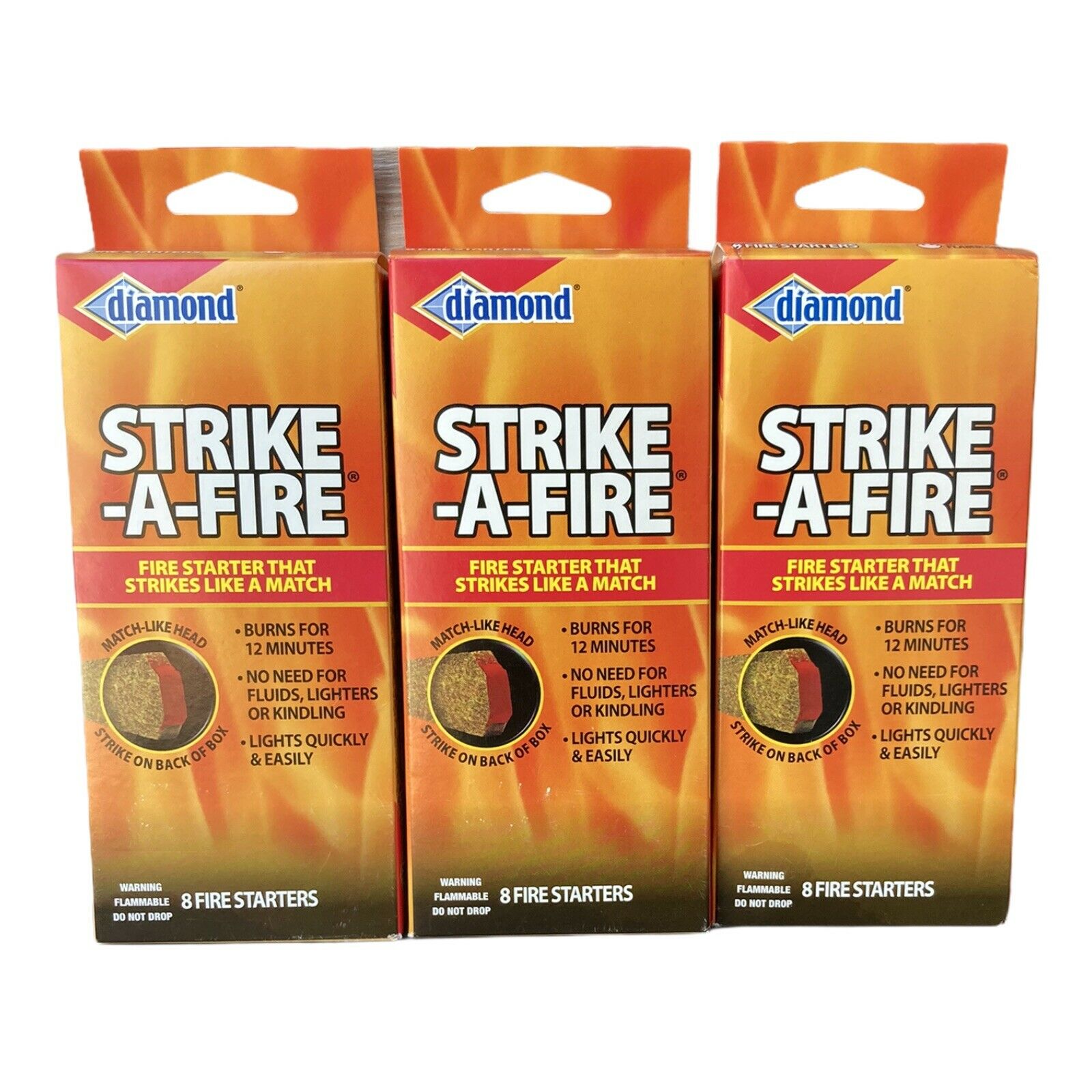 Diamond Strike-A-Fire 24 Firestarters Strikes Like A Match Burns For 12 Minutes - Fresh Stock Dated December 2025