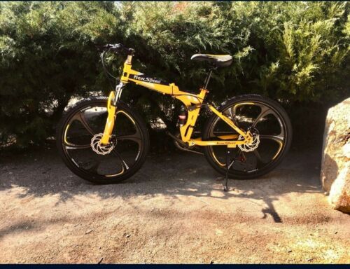 NEW FOLDING MOUNTAIN BIKE MTB 21 SPEED FULL SUSPENSION 26x17 - AUTHENTIC! - Fresh Stock Dated December 2025