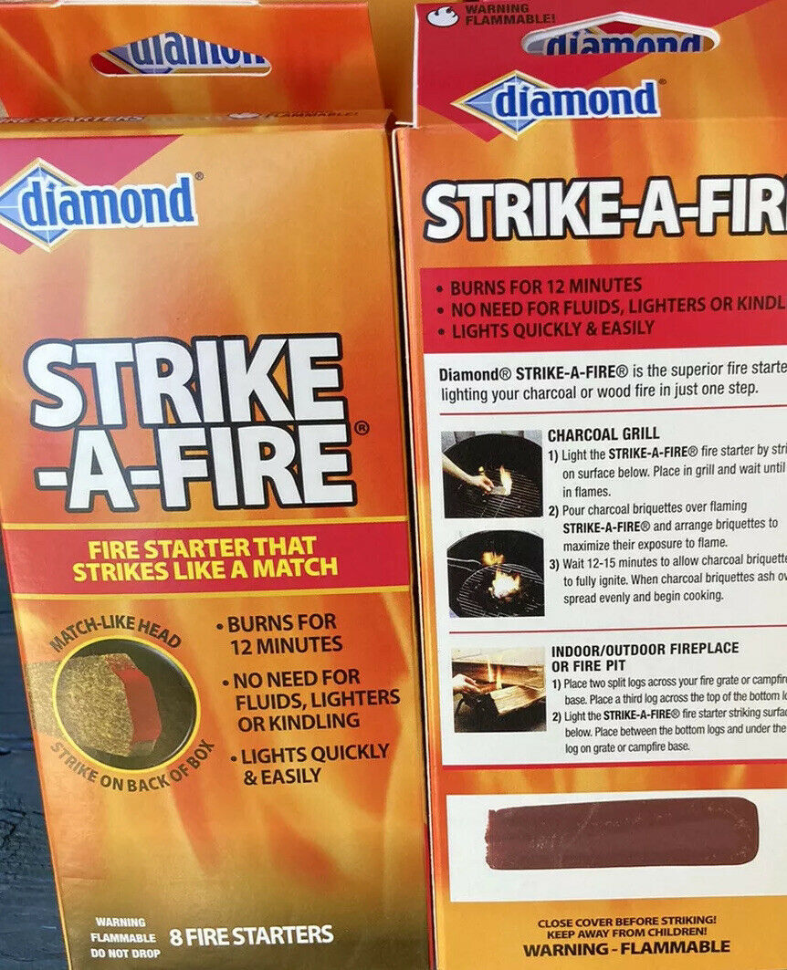 Diamond Strike-A-Fire 24 Firestarters Strikes Like A Match Burns For 12 Minutes - Fresh Stock Dated December 2025