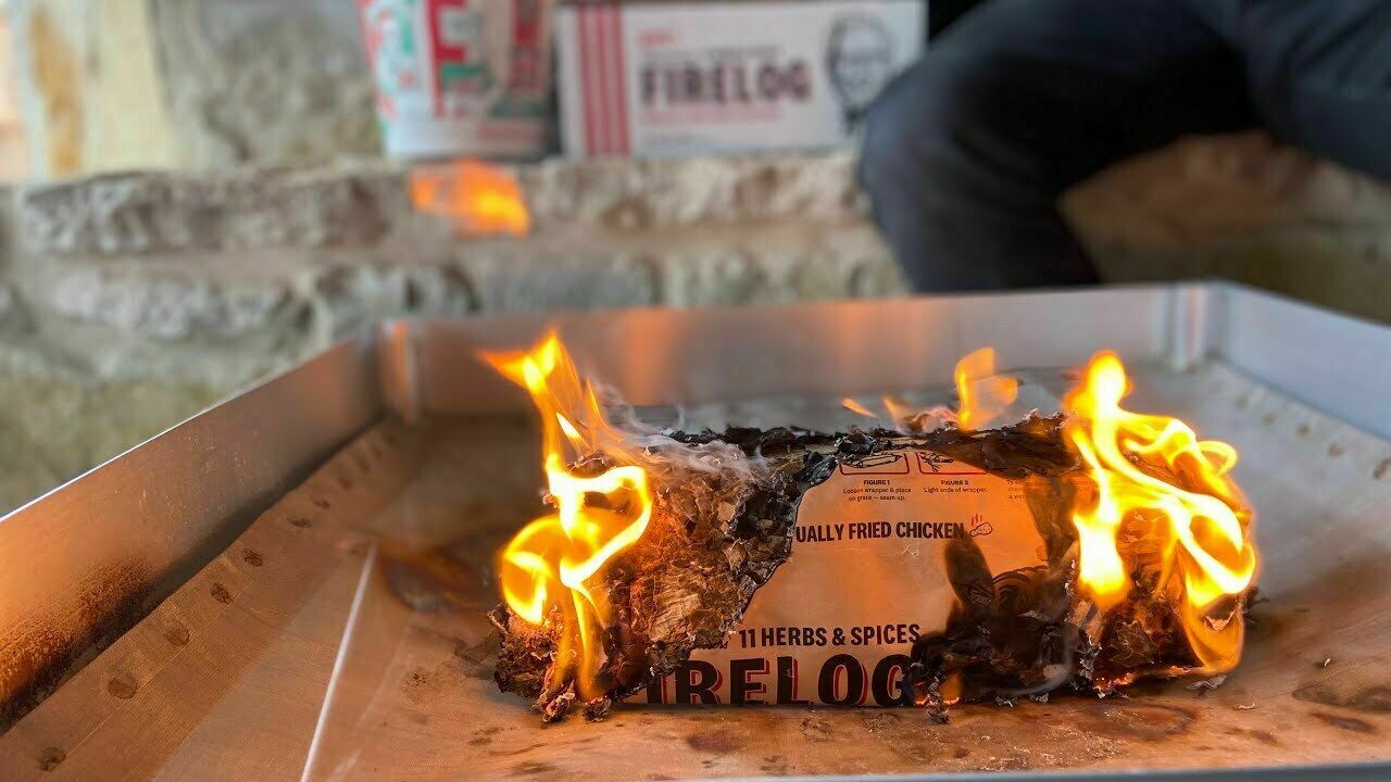 KFC Fire Log Enviro-Log 11 Herbs & Spices Kentucky Fried Chicken Duraflame - Fresh Stock Dated January 2026