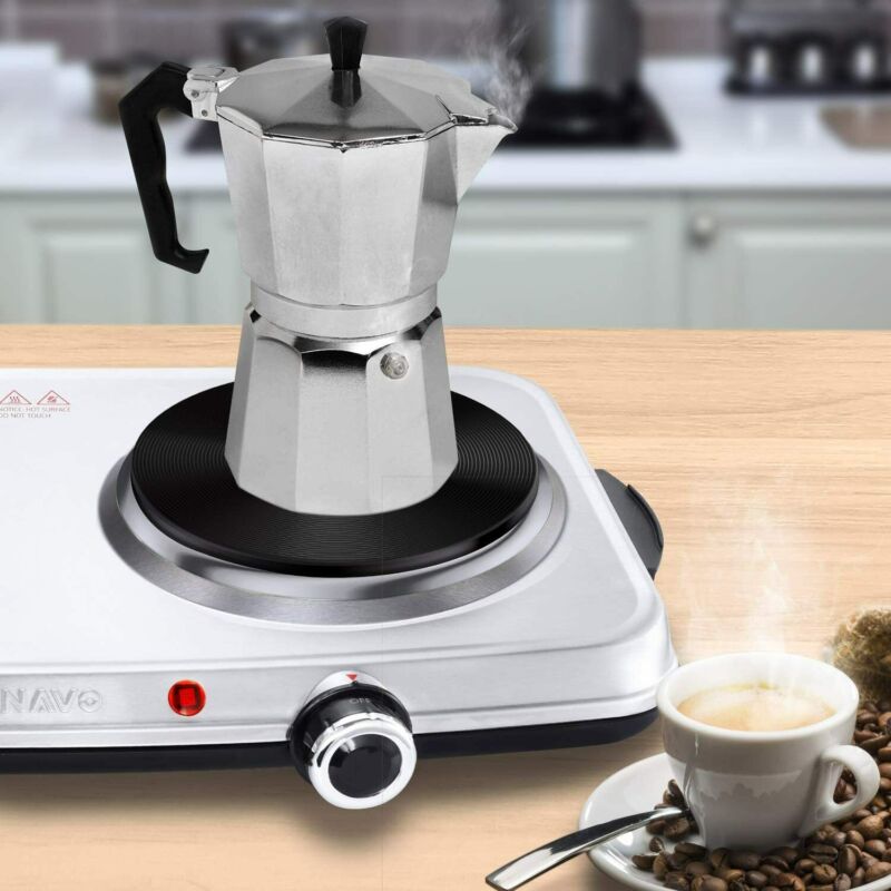 SUNAVO Hot Plates for Cooking, 1800W Electric Double Burner with Silver - Fresh Stock Dated February 2026