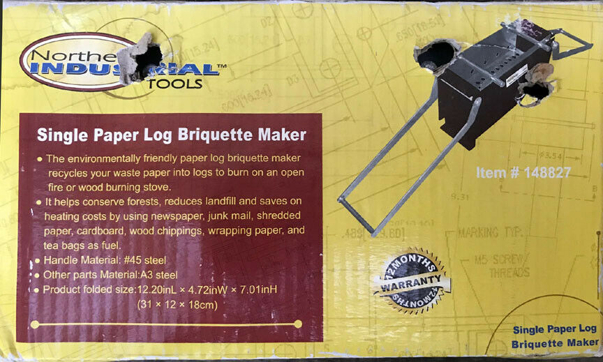 Northern Industrial Tools Paper Log Briquette Maker #148827 - Fresh Stock Dated December 2025