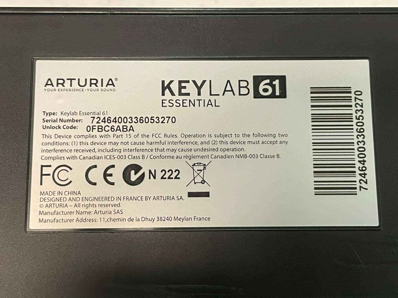 ARTURIA KEYLAB ESSENTIAL 61 MIDI KEYBOARD CONTROLLER GREAT USED CONDITION - Fresh Stock Dated December 2025