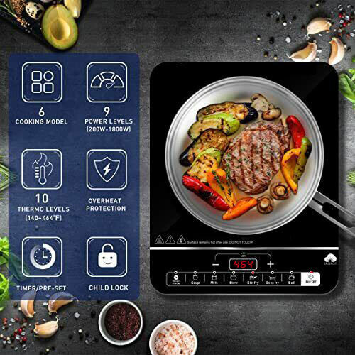 Induction Hob Portable Digital Hot Plate Electric Touch Control Child Lock Timer - Fresh Stock Dated February 2026