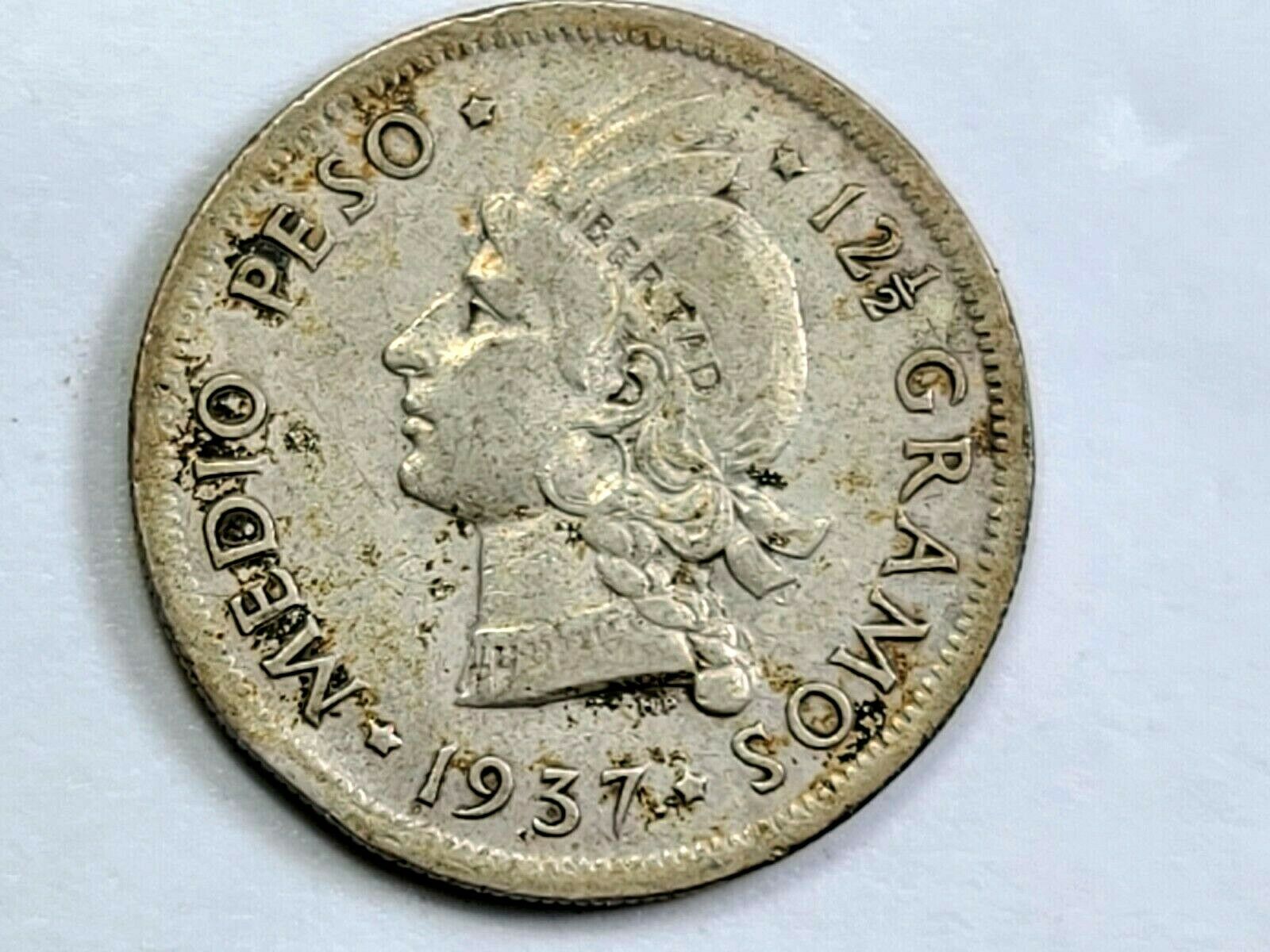 1937 Dominican Republic Silver 1/2 Half Peso ☆Low 500K Mintage☆  BXD5 - Fresh Stock Dated December 2025