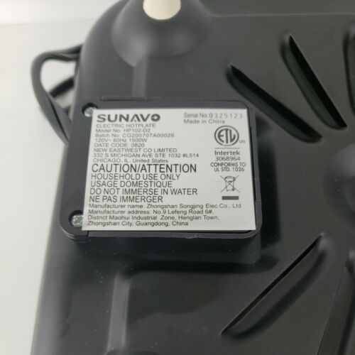 SUNAVO 1500W Hot Plates for Cooking, Electric Single Burner with Handles, New - Fresh Stock Dated February 2026